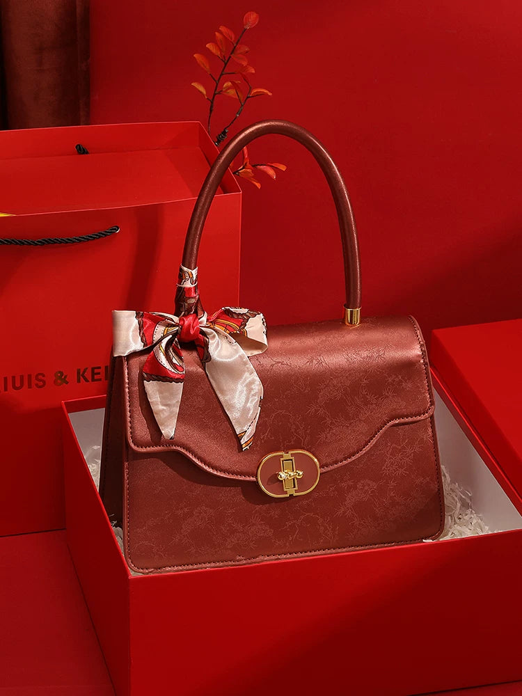 Red Bag Women's New Chinese Style National Style Wedding Bag Bridal Bag Gift Fancy Handbag Daily Available Messenger Bag