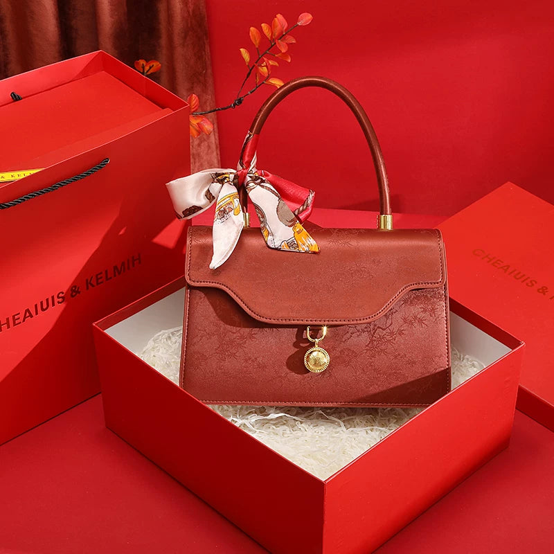 Red Bag Women's New Chinese Style National Style Wedding Bag Bridal Bag Gift Fancy Handbag Daily Available Messenger Bag