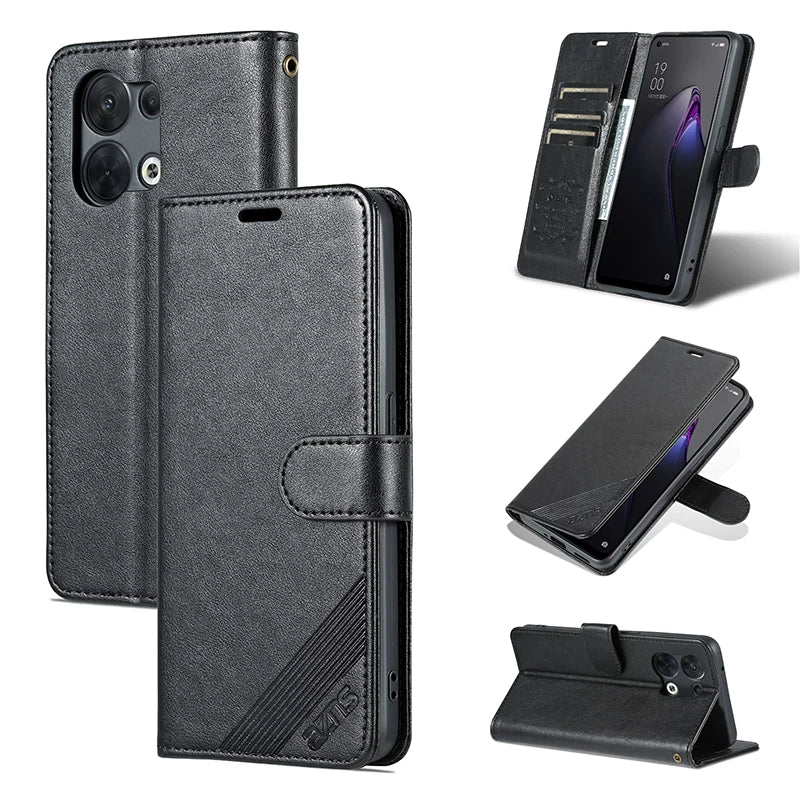 Opporeno8 Leather Case Flip Phone Case Reno8pro5g Drop-Resistant Protective Case All-Inclusive Men's and Women's Wallet