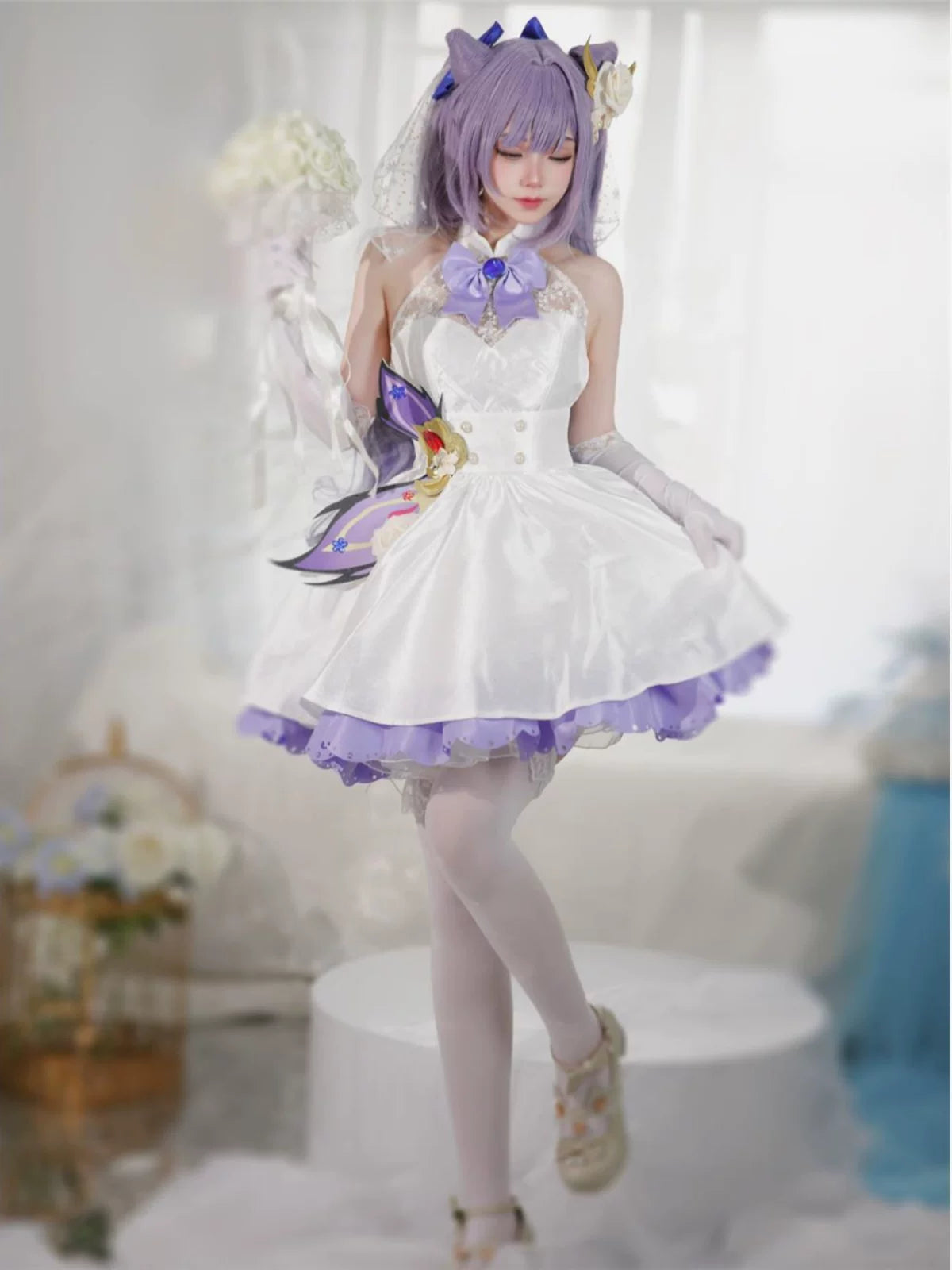 Three Points Meow House Original God Sweet Rain Carved Sunny Cos Flower Wedding Two-Dimensional Animation Clothing Female Cute Suit Dress C Clothing