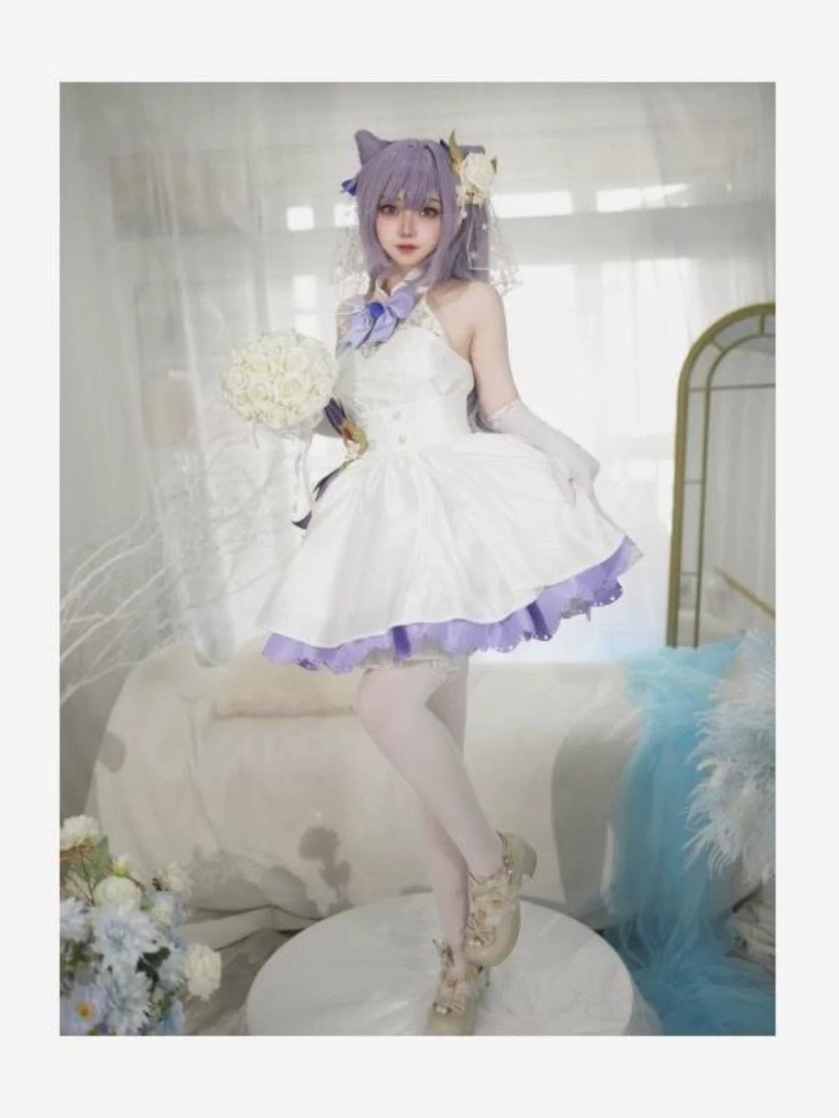 Three Points Meow House Original God Sweet Rain Carved Sunny Cos Flower Wedding Two-Dimensional Animation Clothing Female Cute Suit Dress C Clothing