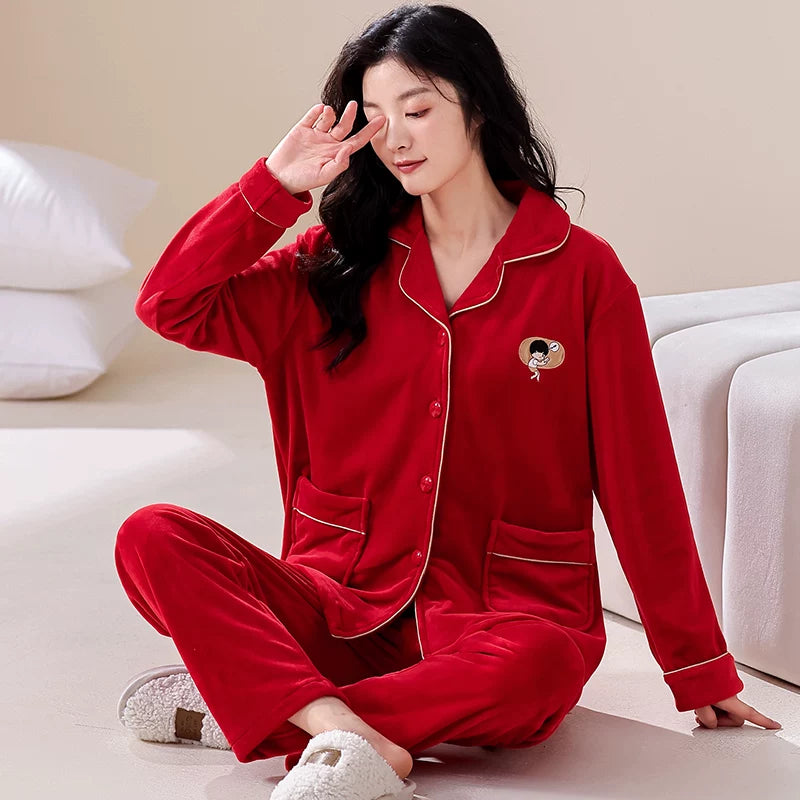 Flannel Middle-Aged Mom Winter Women's Pajamas