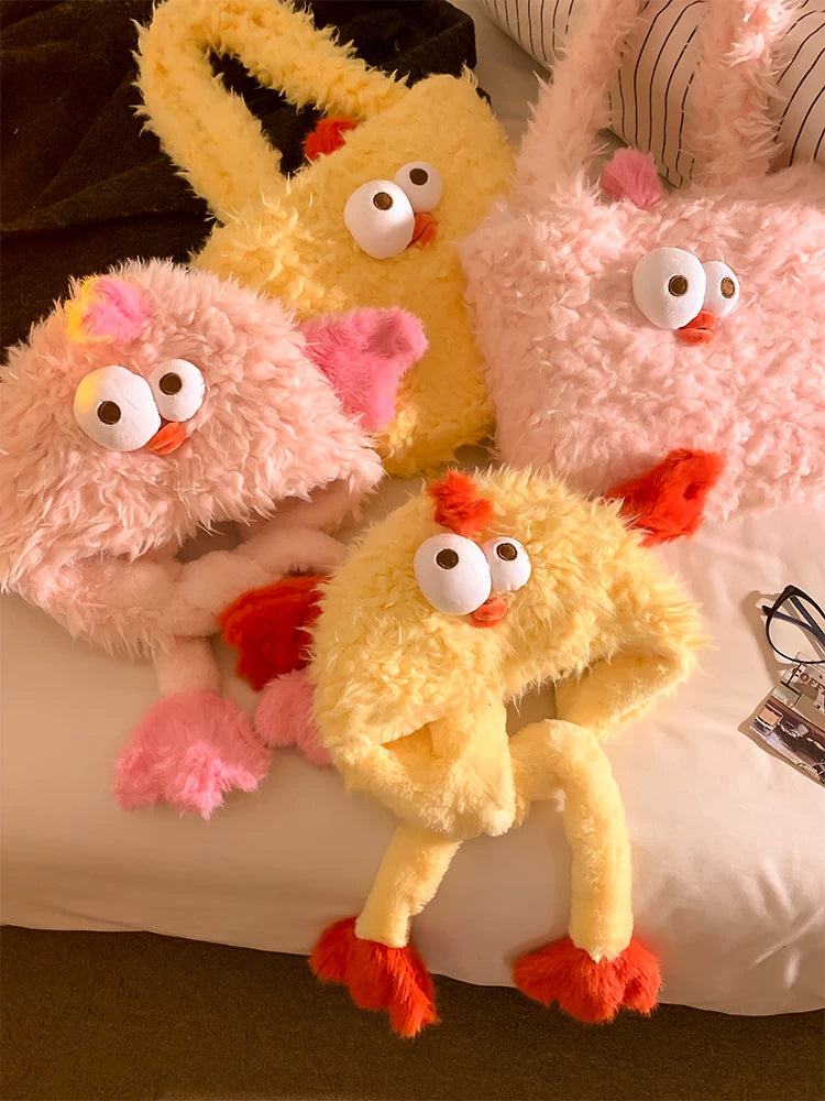 Baby Girl Chicken down Feather Handbags Women's 2024 New Arrival Fall and Winter Cute Large Capacity Shoulder Bag Student Storage Bag