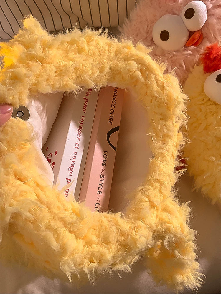 Baby Girl Chicken down Feather Handbags Women's 2024 New Arrival Fall and Winter Cute Large Capacity Shoulder Bag Student Storage Bag