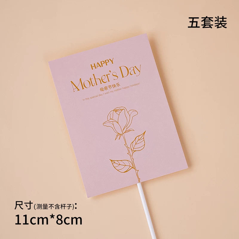 2025 Mother's Day Cake Decoration Heart Plug-in Pearl Channeling Necklace Phalaenopsis Ladieswear Happy Holiday Inserts