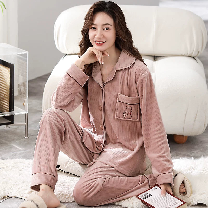Flannel Middle-Aged Mom Winter Women's Pajamas