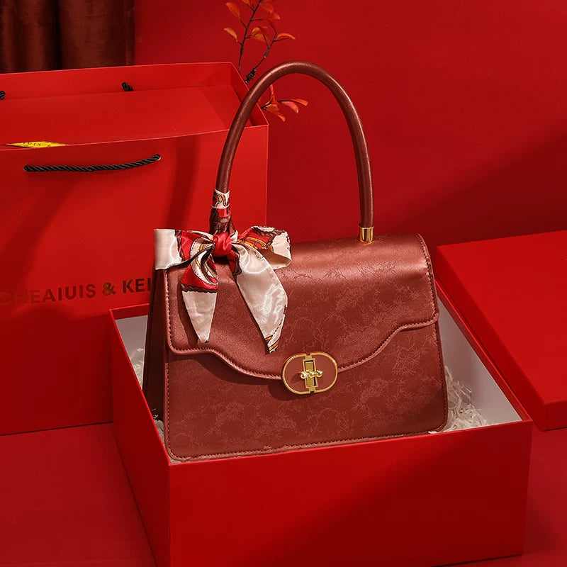 Red Bag Women's New Chinese Style National Style Wedding Bag Bridal Bag Gift Fancy Handbag Daily Available Messenger Bag