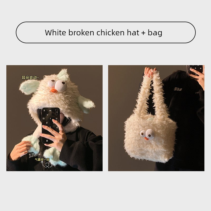 Baby Girl Chicken down Feather Handbags Women's 2024 New Arrival Fall and Winter Cute Large Capacity Shoulder Bag Student Storage Bag