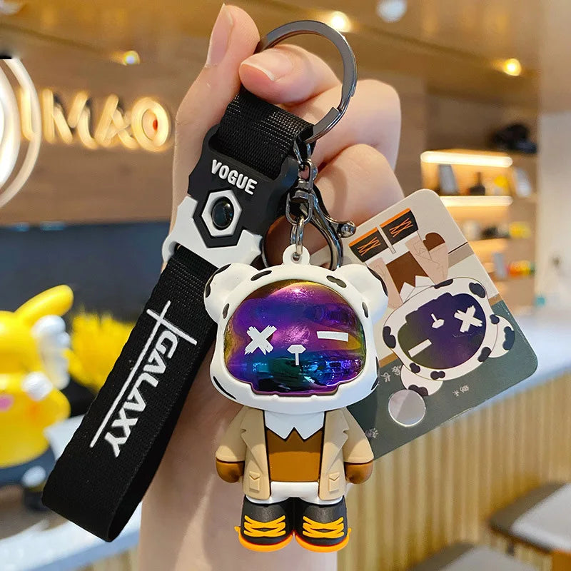 Fashion Cartoon Funny Half Skull Body Bear Keychain Fashion Punk Animal Keyring Car Bag Pendant Key Chains Couple Halloween Gift