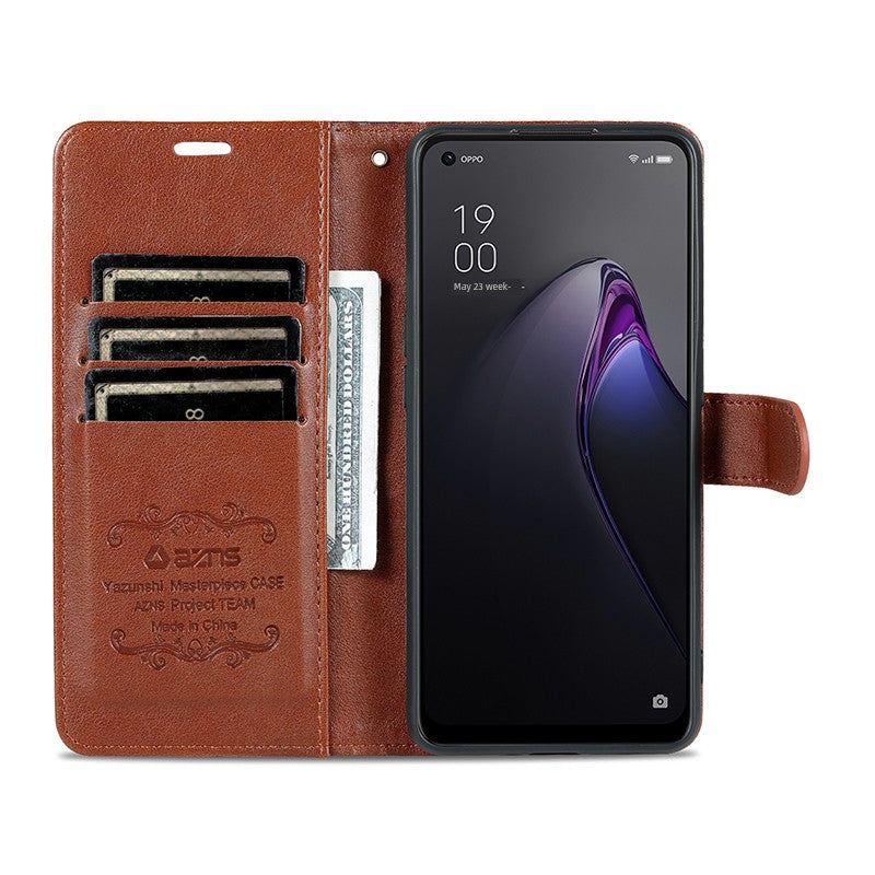 Opporeno8 Leather Case Flip Phone Case Reno8pro5g Drop-Resistant Protective Case All-Inclusive Men's and Women's Wallet